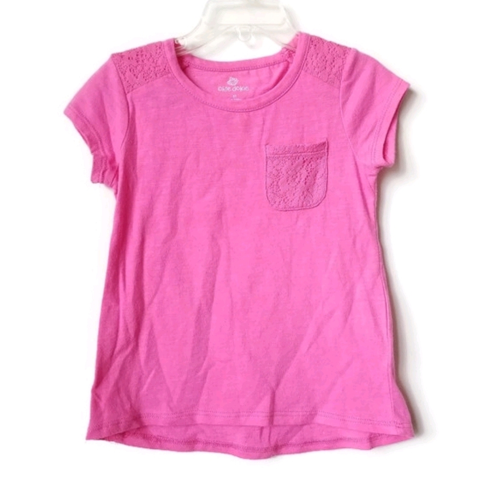 Girls Pink Top w Lace Detail Tee 5T Tshirt